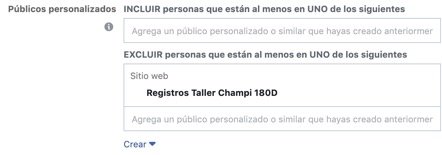 Excluir publicos personalizados en facebook-ads