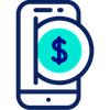 Un ícono de teléfono con un signo de dólar dentro.