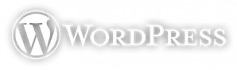 El logo de WordPress en un fondo negro.