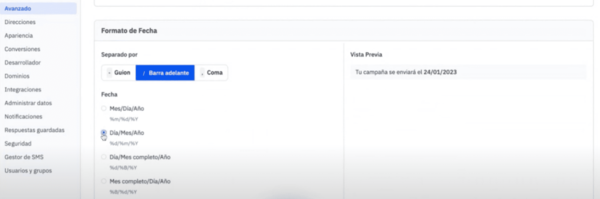 Ajustes de fecha en ActiveCampaign